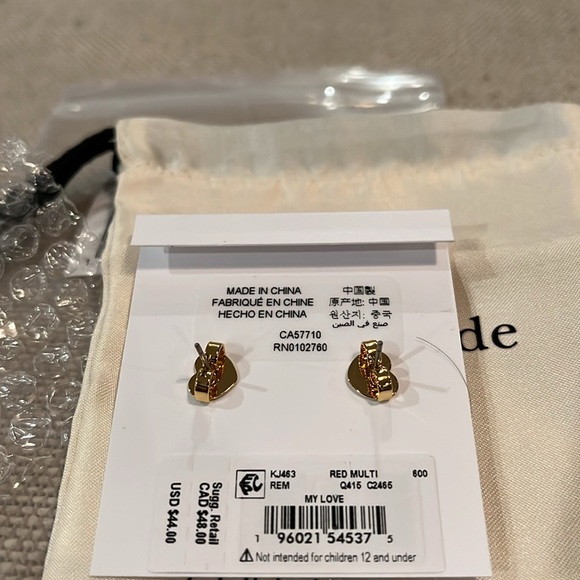 Kate Spade Red My Love Heart Stud Earrings/NWT - Picture 8 of 9